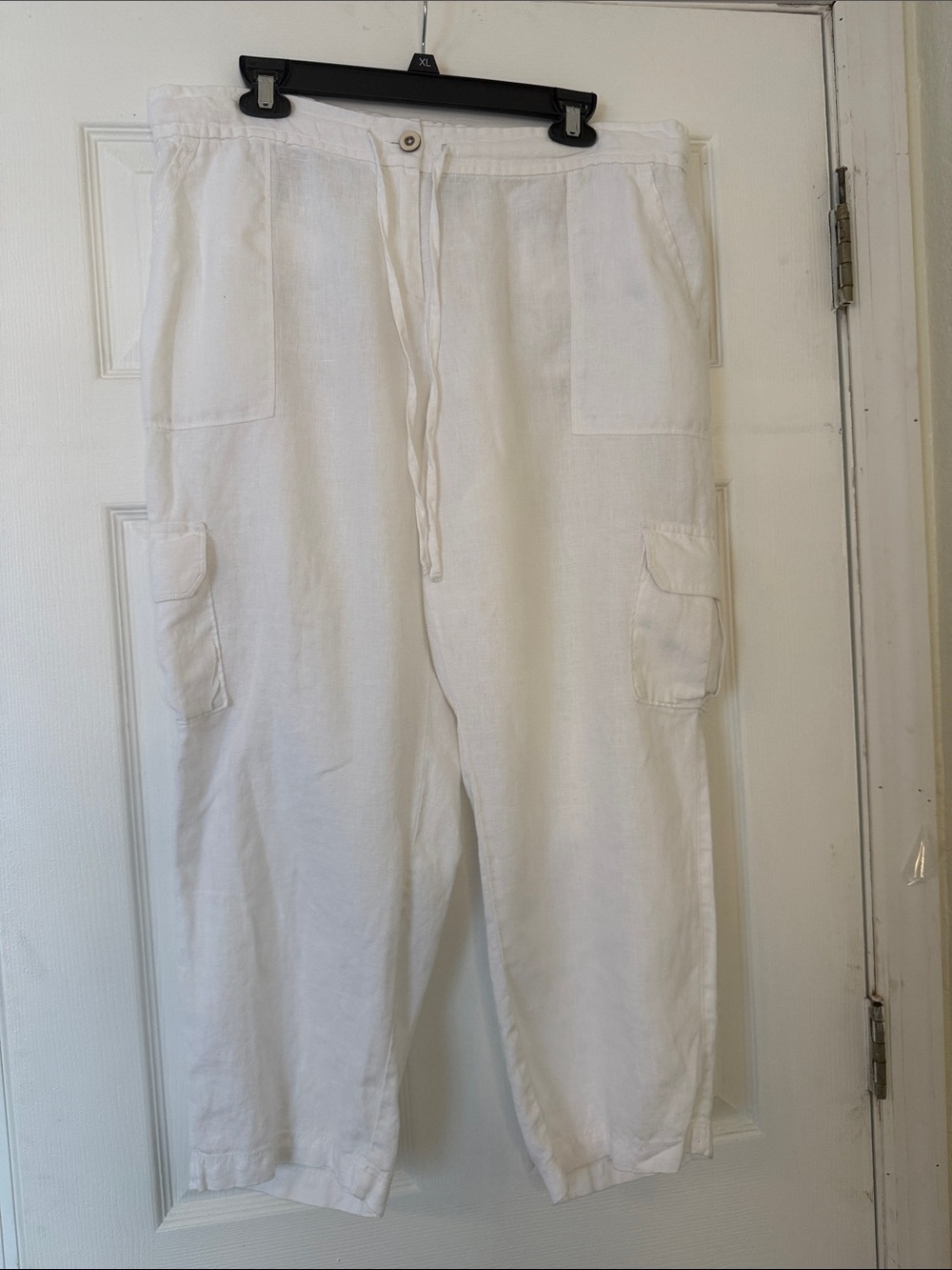 Tommy Bahama Off White Linen Cargo Pants Size Large - Relaxed Fit Beach Summer